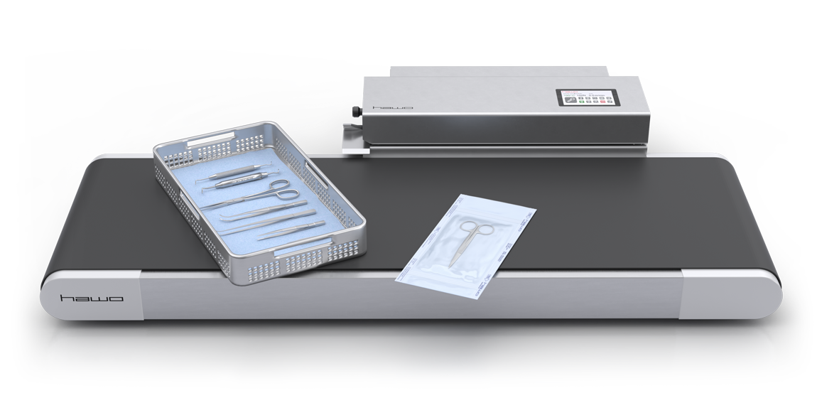 Automatisk transportbånd til forseglingsapparat i Cleanroom. Til   autoklaveposer BOP Cleantex Ultra